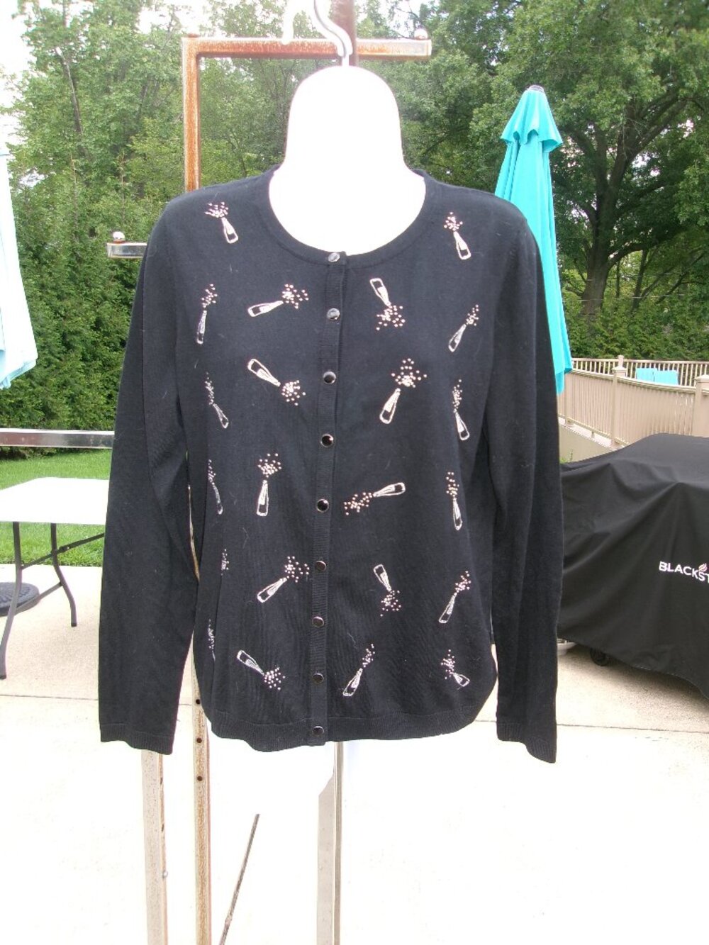 NWT TALBOTS BLACK CHAMPANGE BOTTLE SWEATER M $109